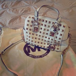 White Studded Grayson Michael Kors handbag